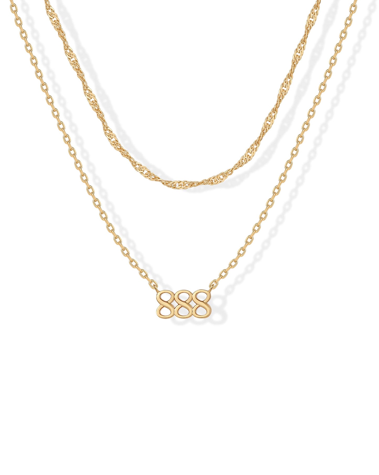 PAVOI 888 Angel Number Pendant Necklace — 14K Yellow Gold Plated
