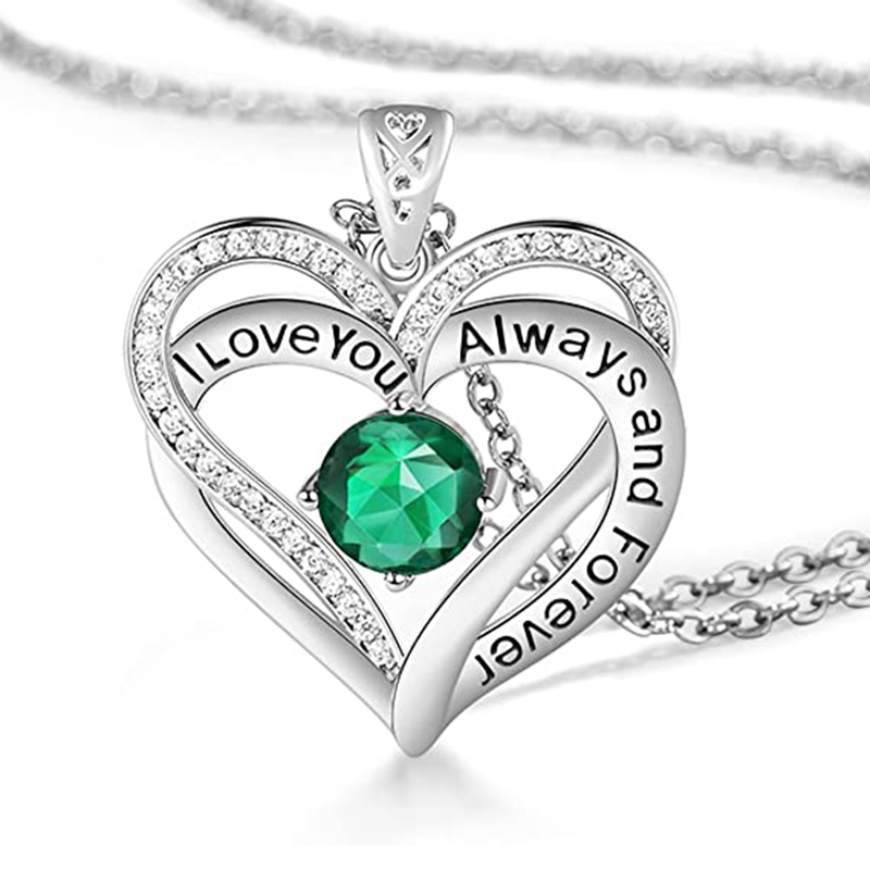 Crystal Heart Birthstone Necklace