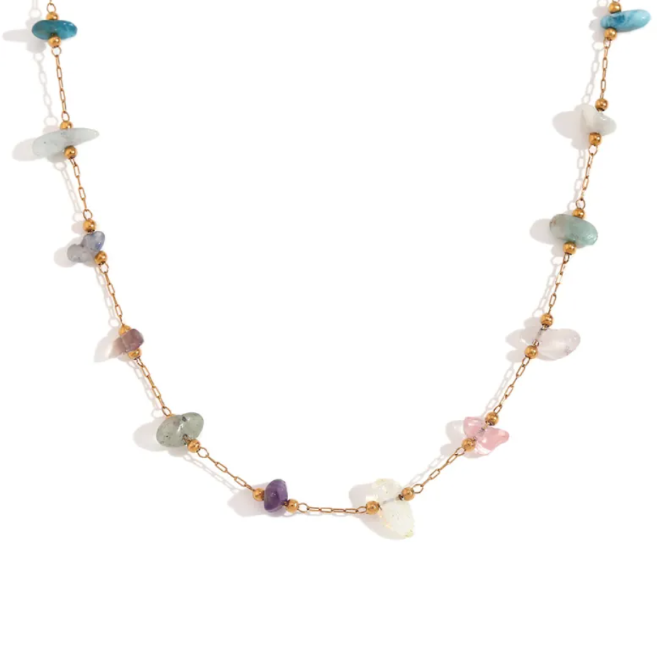 18K Gold-Plated Natural Gravel Bracelet & Necklace