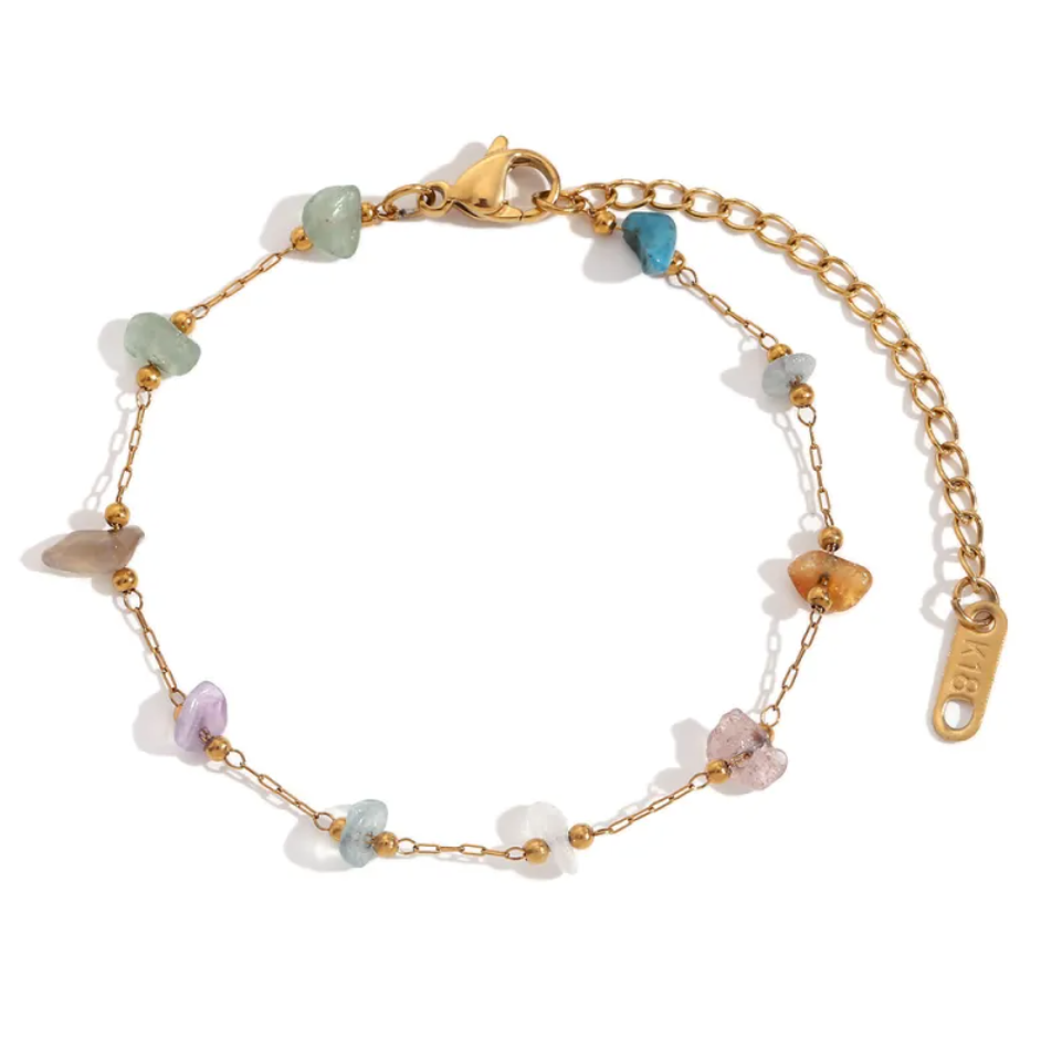 18K Gold-Plated Natural Gravel Bracelet & Necklace