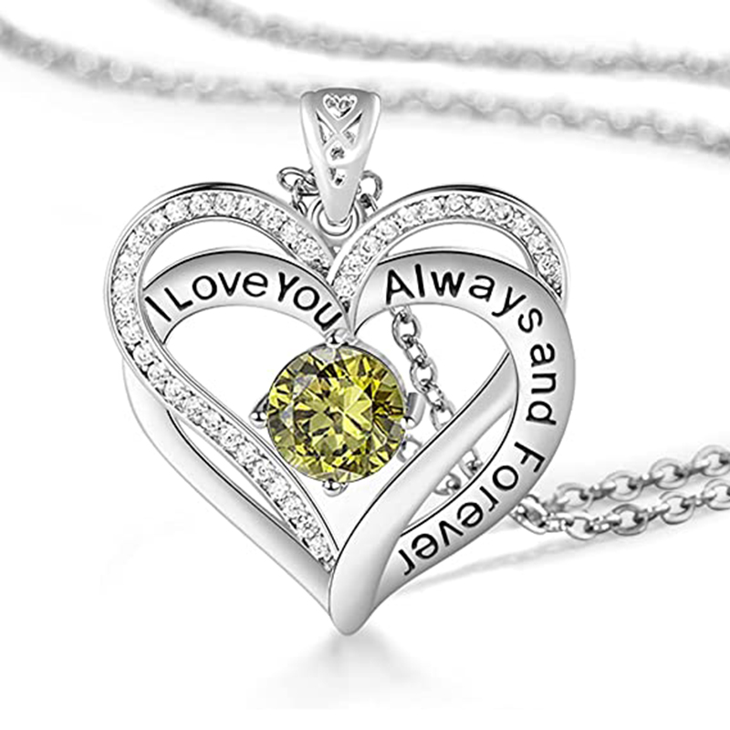 Crystal Heart Birthstone Necklace