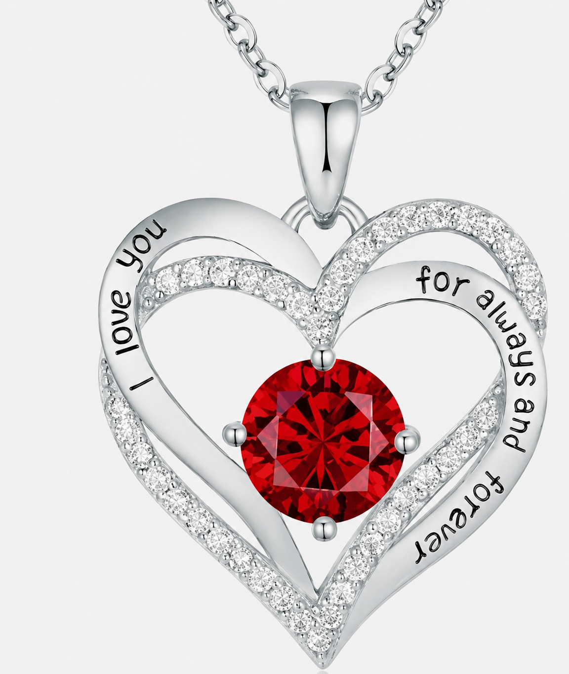 Crystal Heart Birthstone Necklace