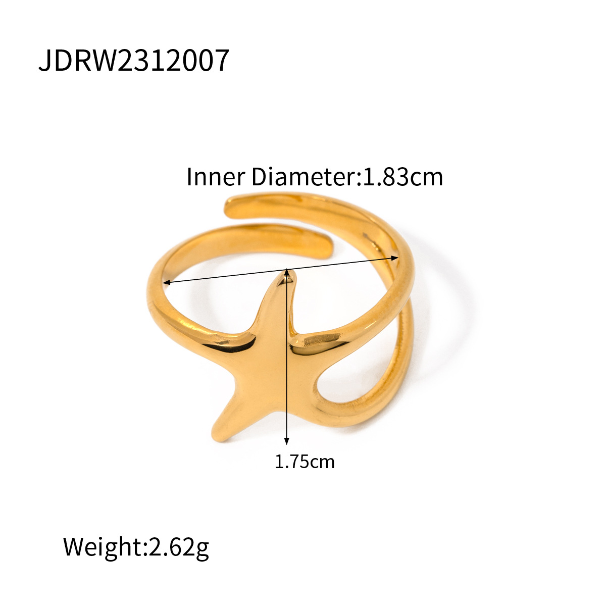 Twisted 18K Gold Plated Adjustable Ring
