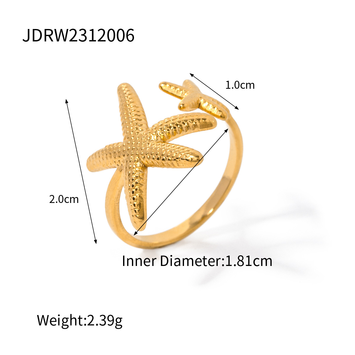 Twisted 18K Gold Plated Adjustable Ring