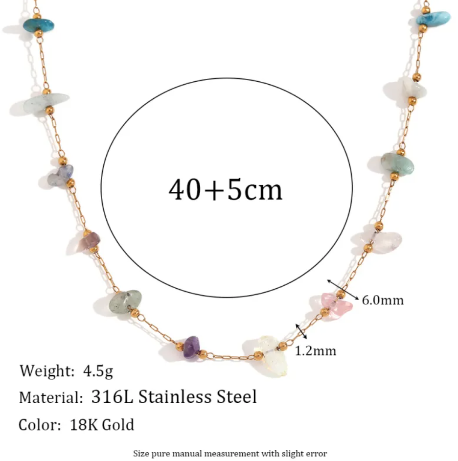 18K Gold-Plated Natural Gravel Bracelet & Necklace